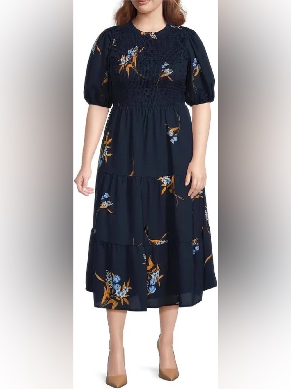 Sugarlips Plus Size Dusk Bloom Floral Smocked Midi Dress 2X